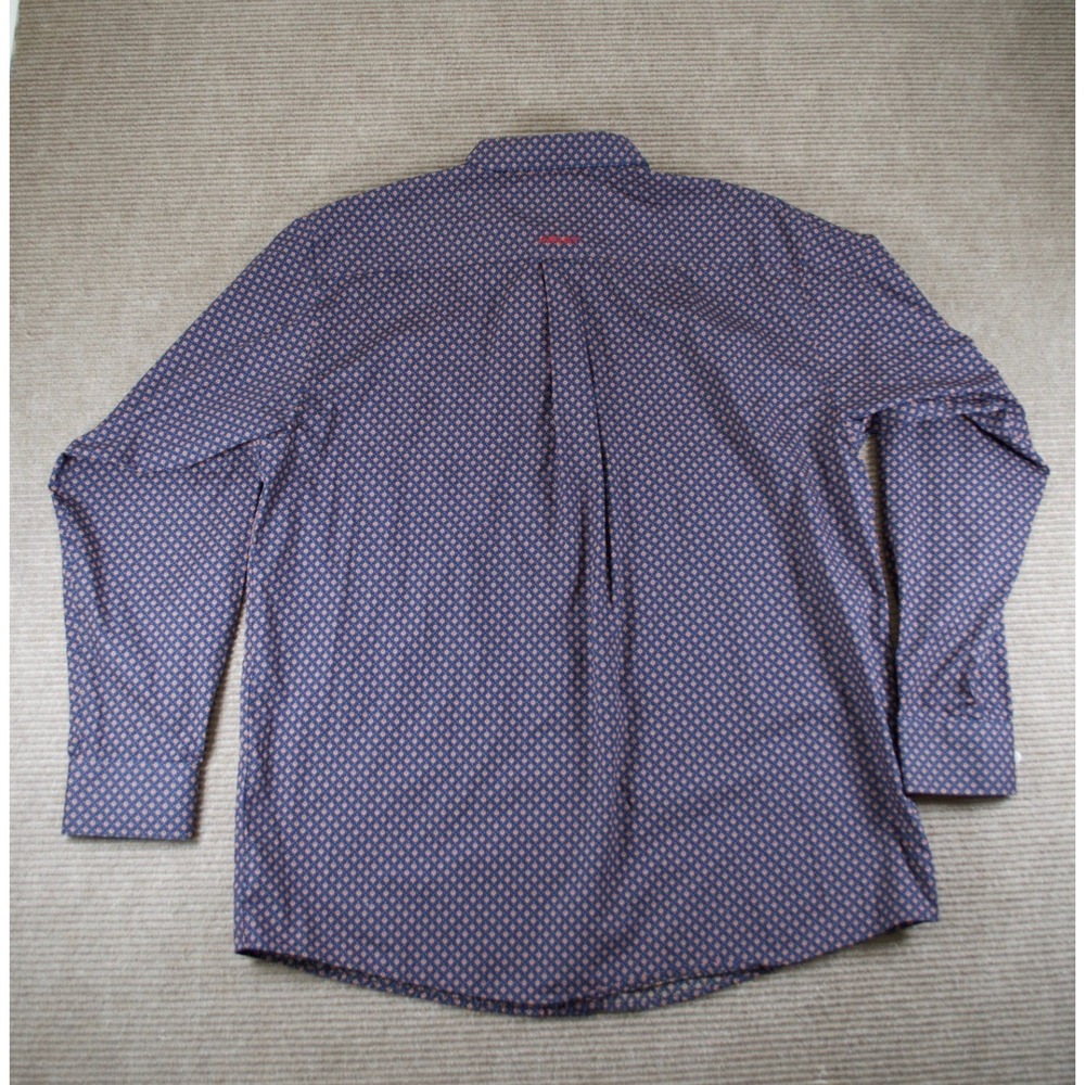 Ariat Navy Wrinkle Free Briggs Geo Print Western Shirt Long Sleeve L - Picture 5 of 12